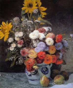 Pierre Auguste Renoir Painting - Flores mixtas en una vasija de barro maestro Pierre Auguste Renoir